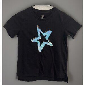 Athletic Works Short Sleeve Graphic T Shirt Youth Girls Size M (7-8) Black Star